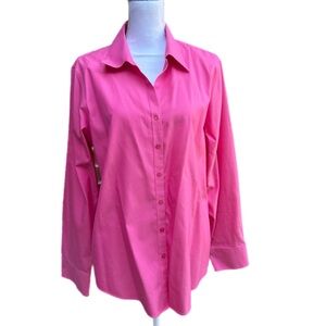 Talbots Pink Wrinkle Resistant Button Front Top